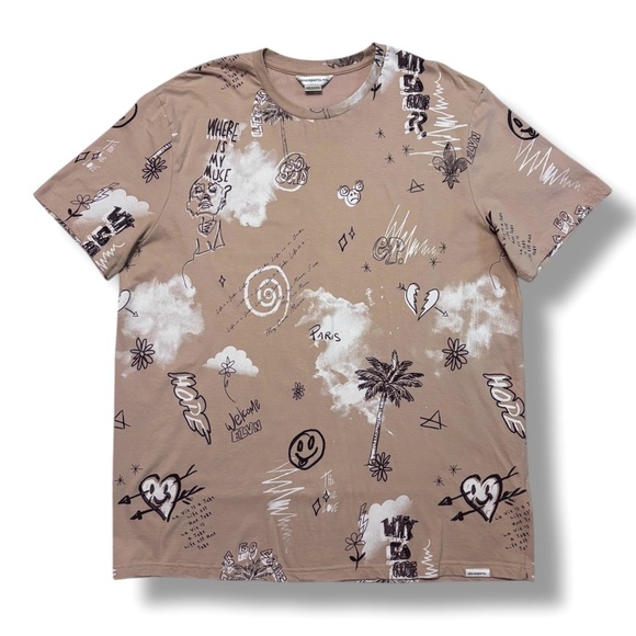 Eleven Paris Other - ELEVEN PARIS Tan Doodles & Clouds Print Crew Neck Shirt